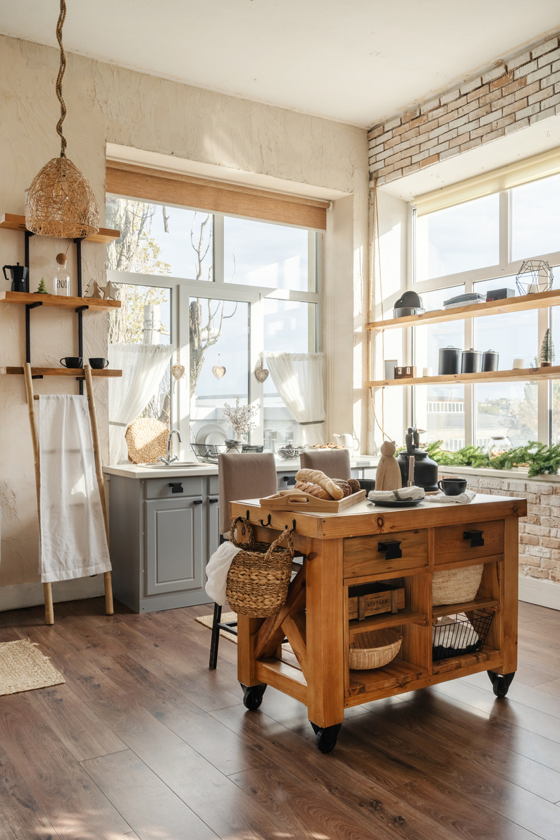 Cozy style kitchen in modern design apartment